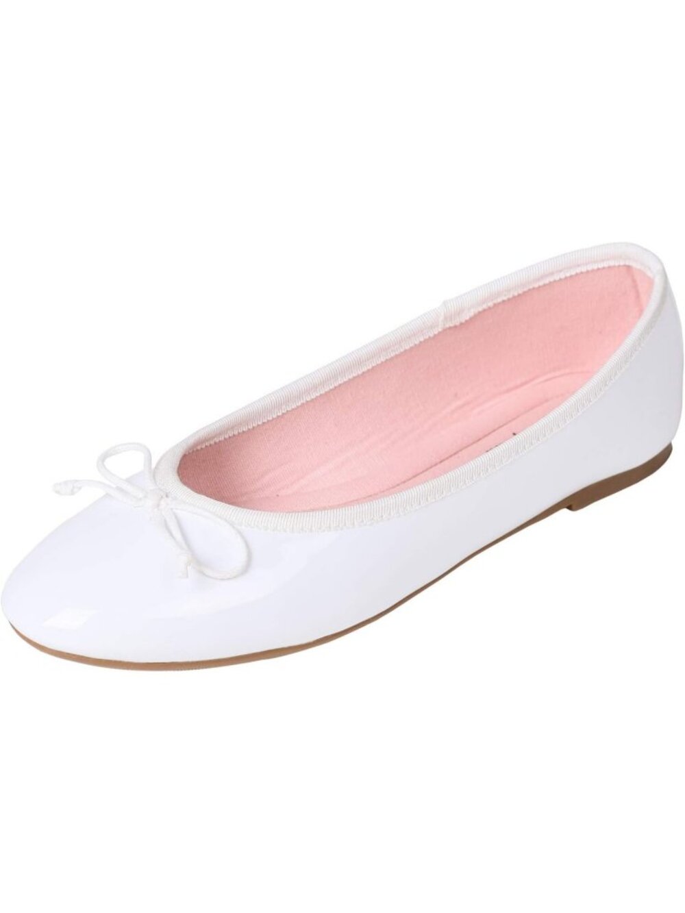 Women's White Memory Foam Cushion Insock Pointed Toe Patent Ballet Flats